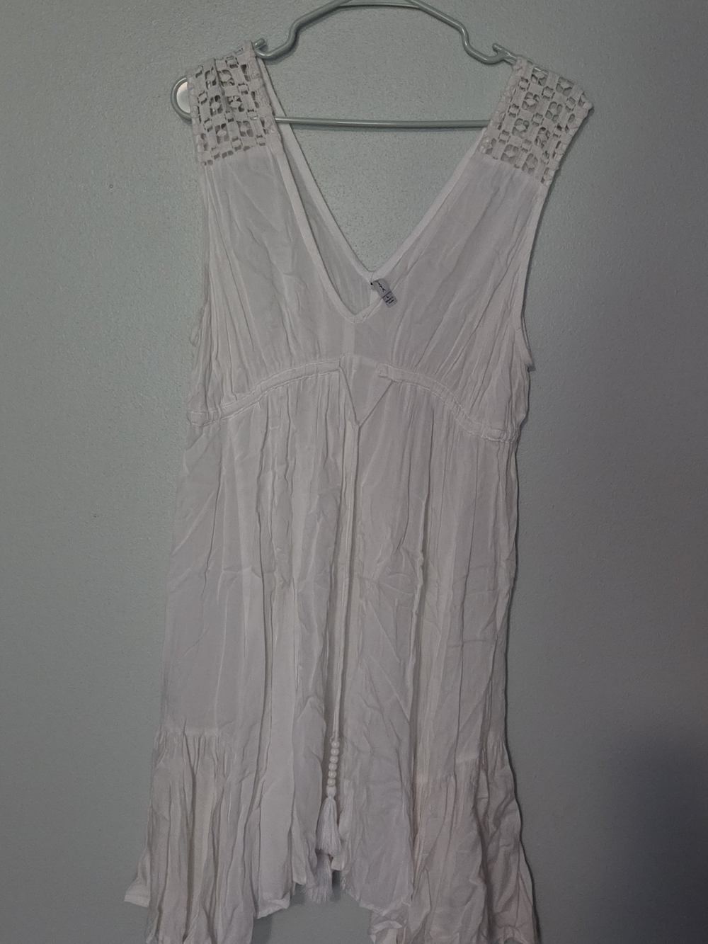 Raviya White V-Neck Midi Dress with Crochet Straps